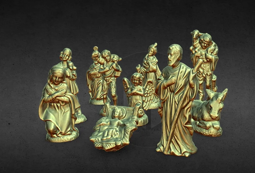 10 figurines baby jesus,mary,joseph,donkey wise man 1 AND 2