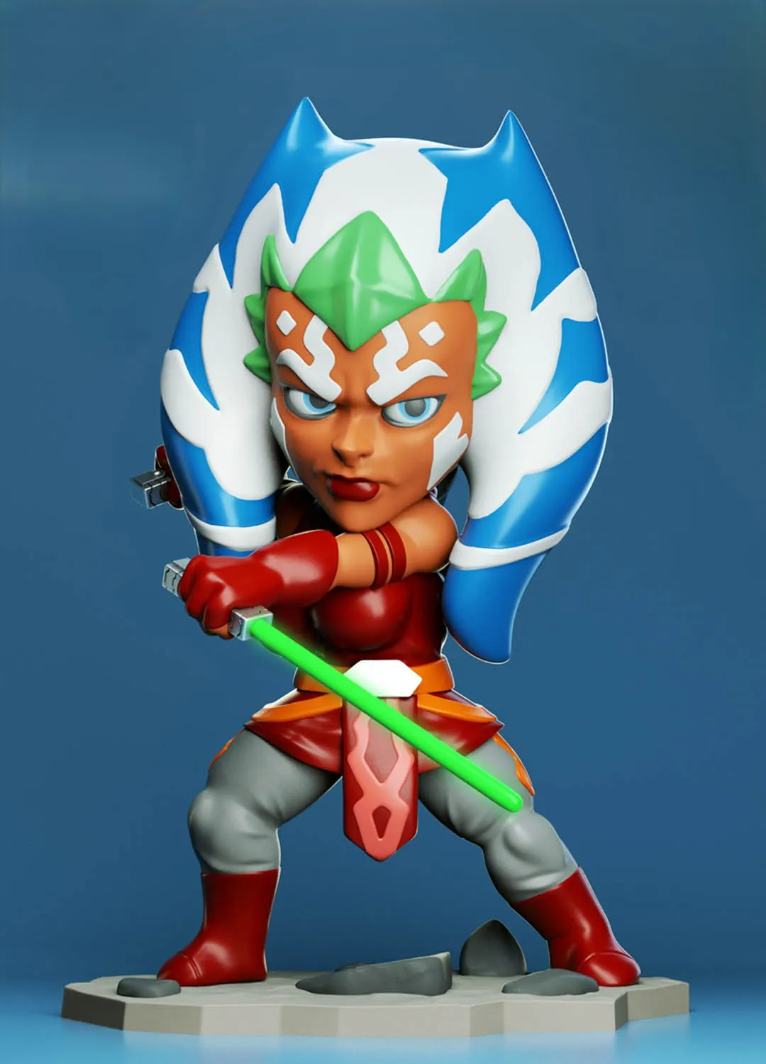 Characters & Creatures STL Download - ⚔️ Chibi Warrior with Dual Sabers ...