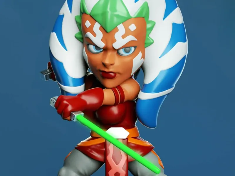 ⚔️ Chibi Warrior with Dual Sabers - Fierce and Adorable ⚔️