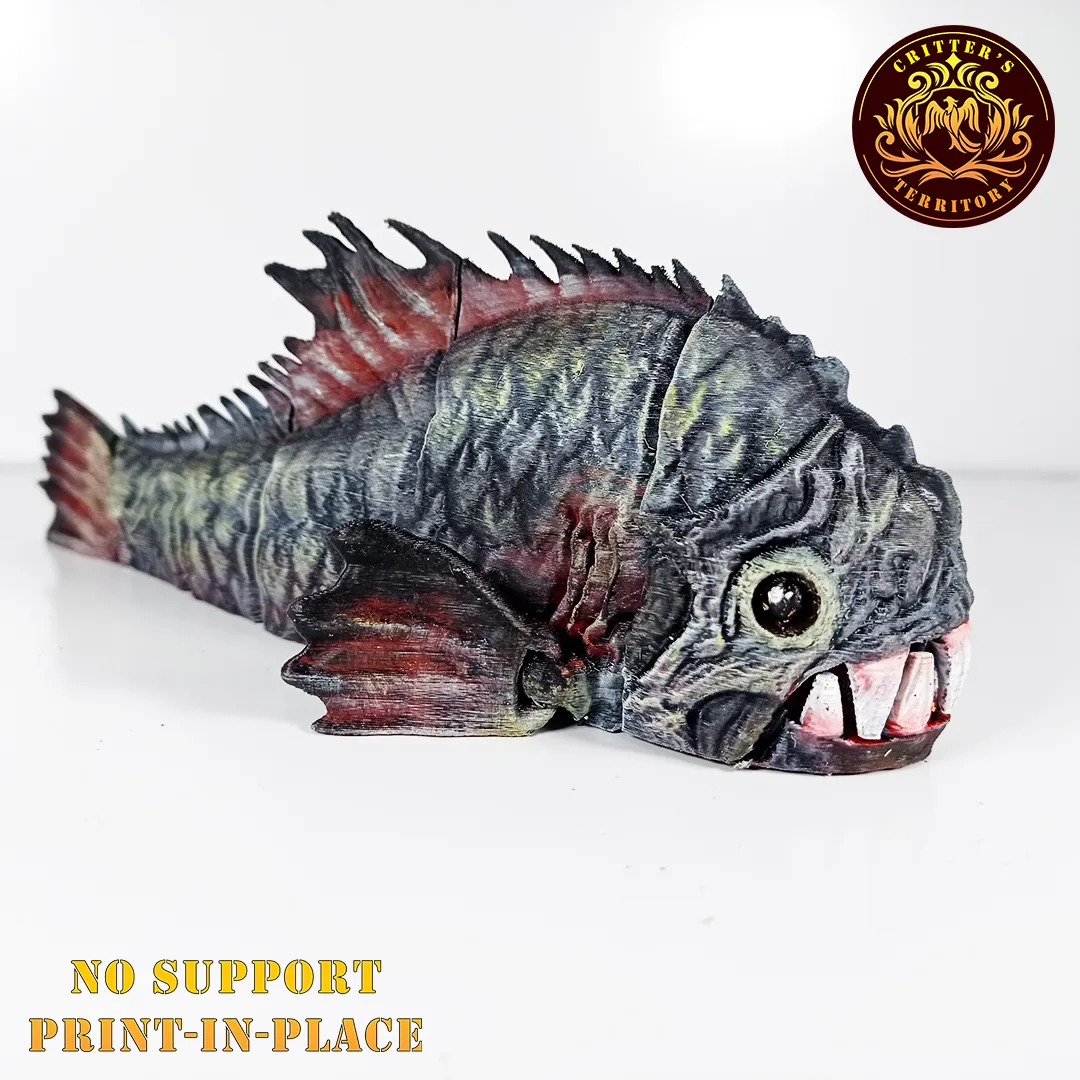 Articulated Print-In-Place Monster Piranha