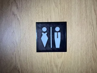 Toilet markings, stick figures on the toilet door