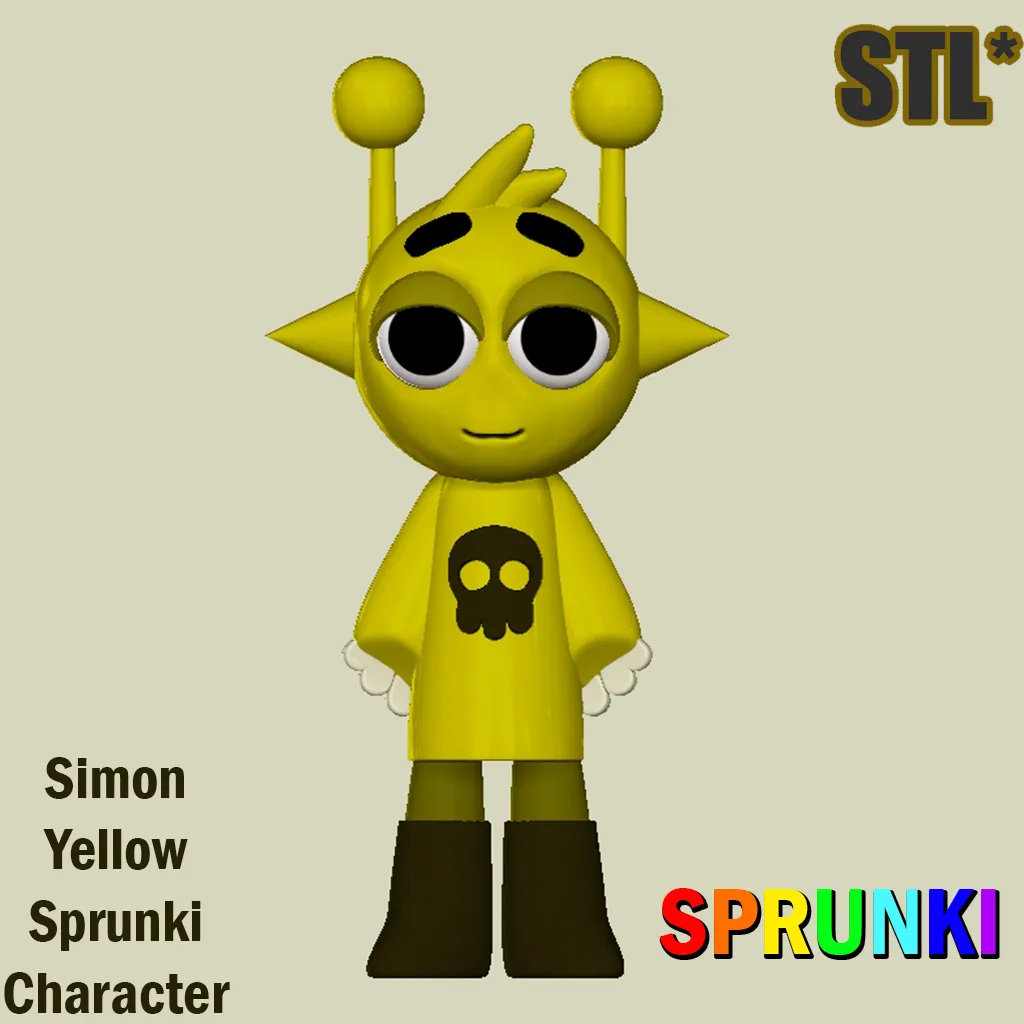 Simon Yellow STL Sprunki Incredibox STL 3D Character Fanart