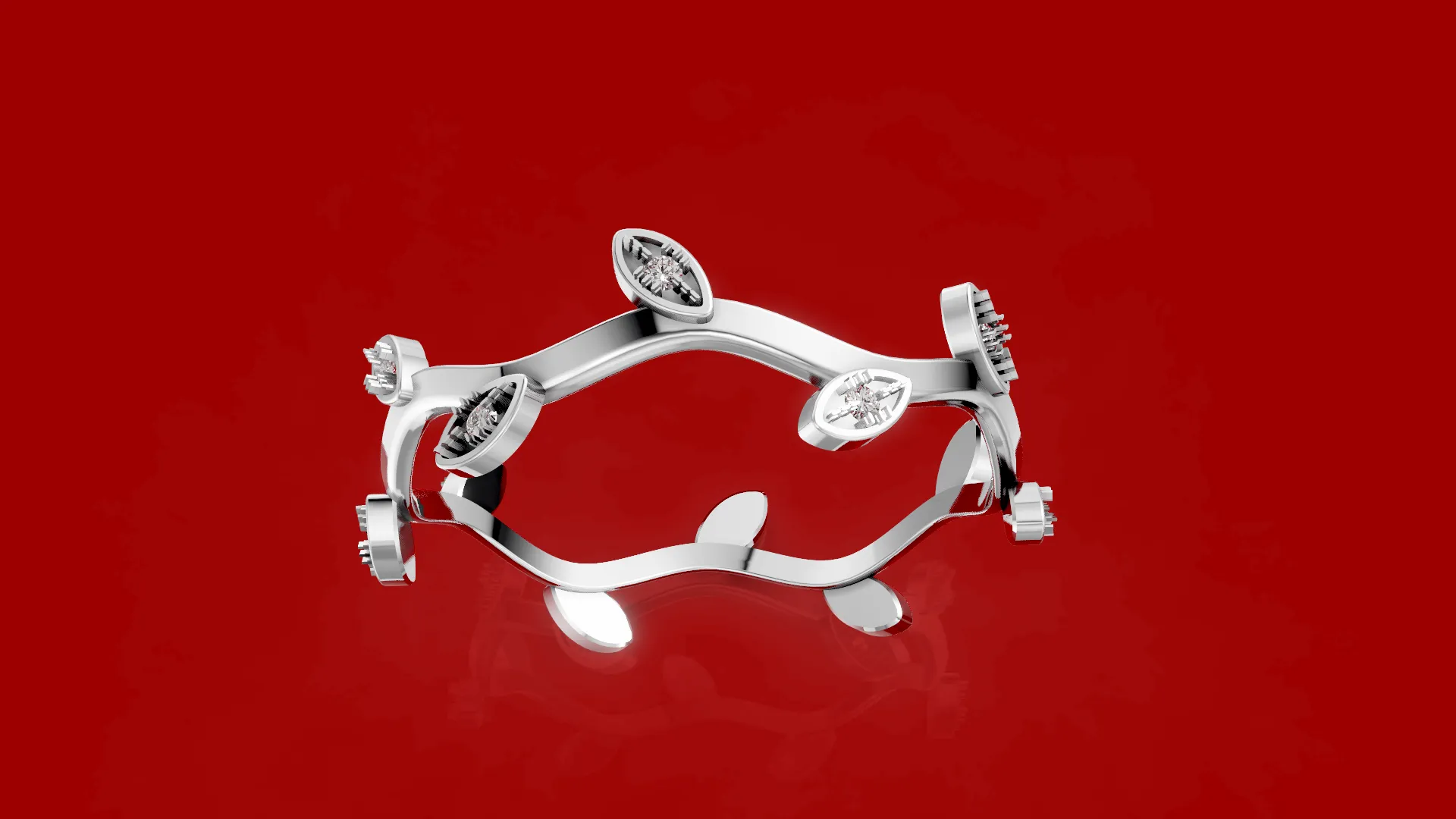 Wave Twig Leaf Ring