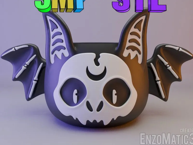halloween skeleton bat flower pot pencil holder STL 3MF