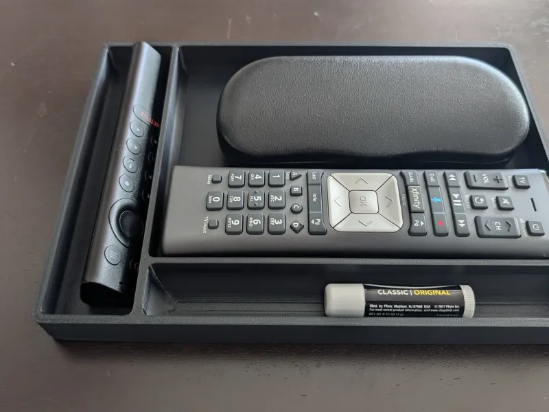 Tray for TV Remotes, Glasses and Chapstick