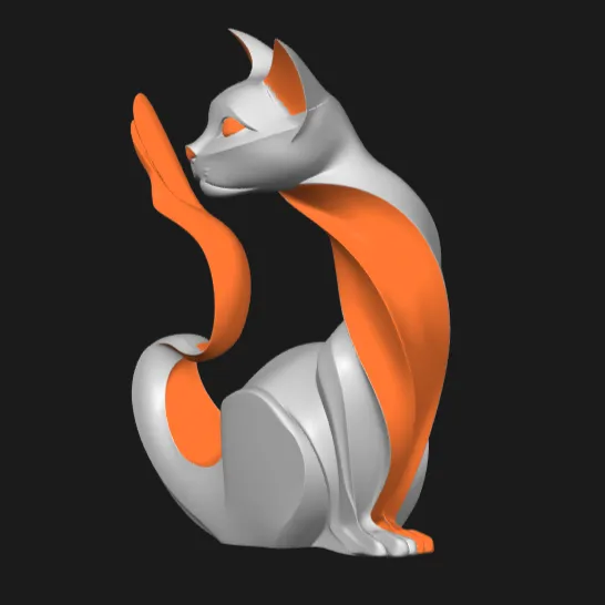 Gato decorativo estilizado multicolor 3MF/STL-2