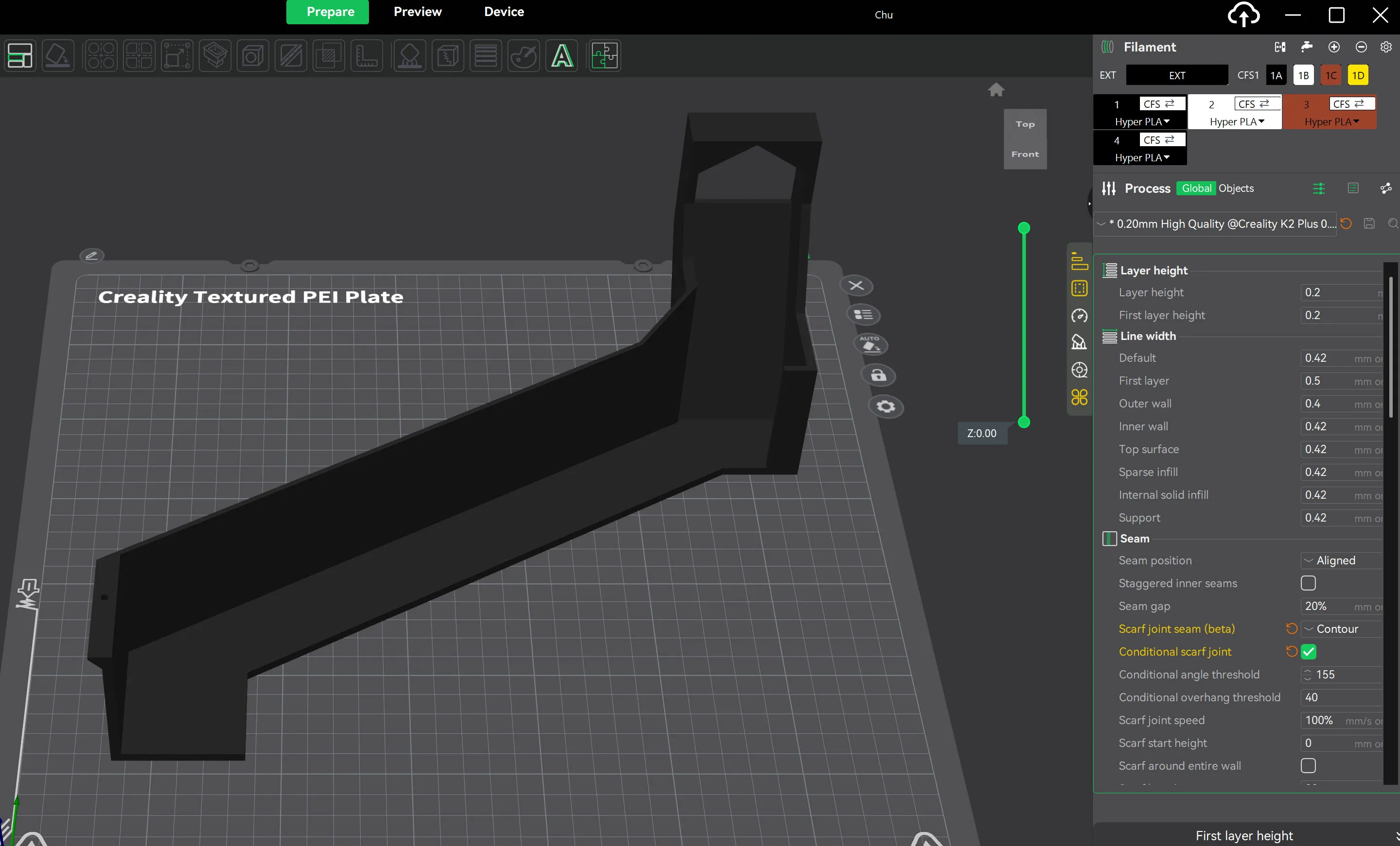 Home print settings: Chute Remix-V3.3mf