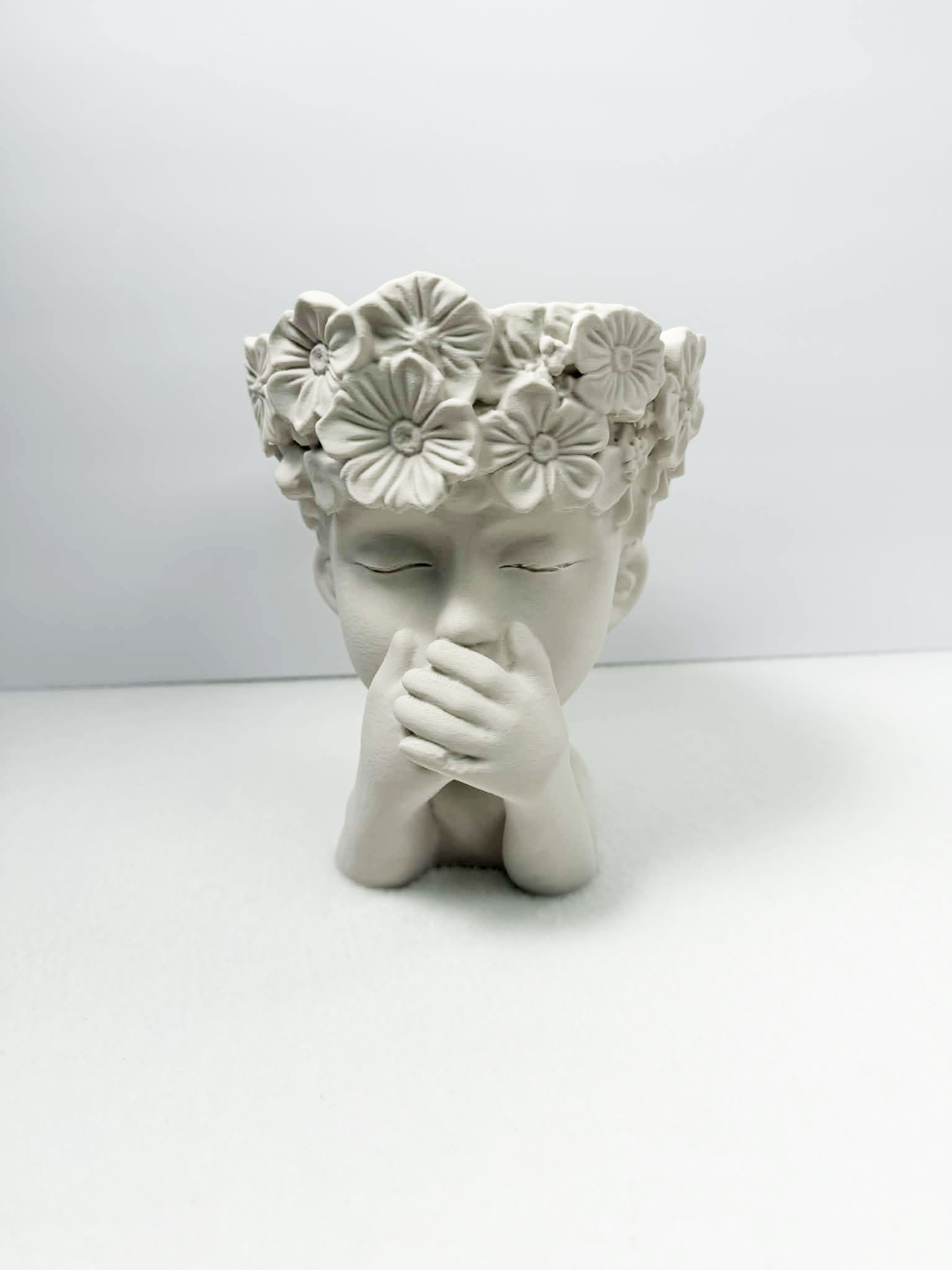Ceramic Style Flower Cherub Planter