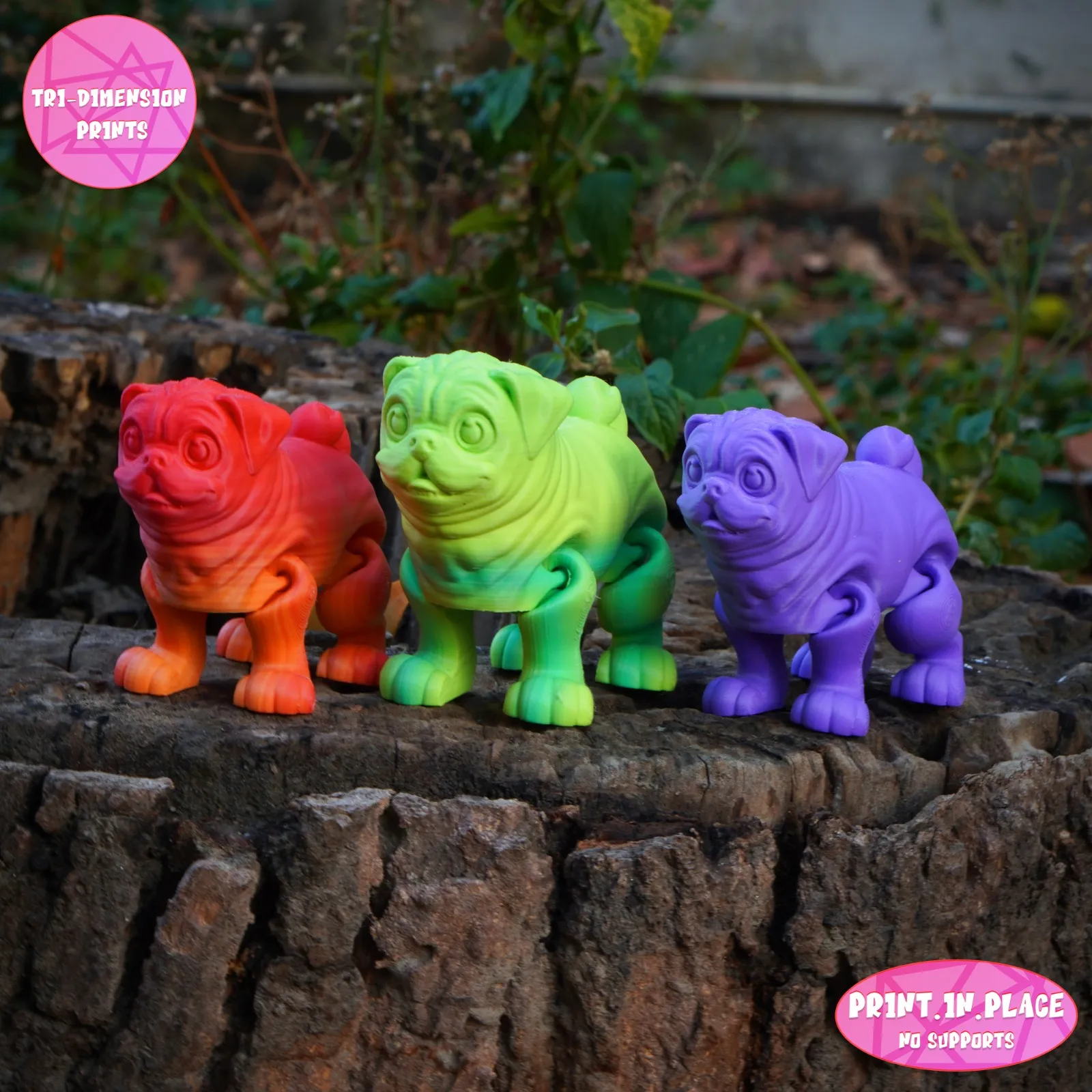 PRINT IN PLACE CUTE FLEXI PUG DOG