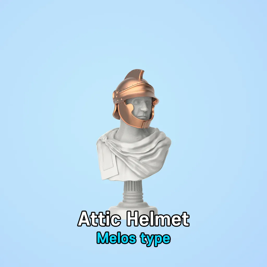 Attischer Helm vom Typ Melos mit einer Figur
