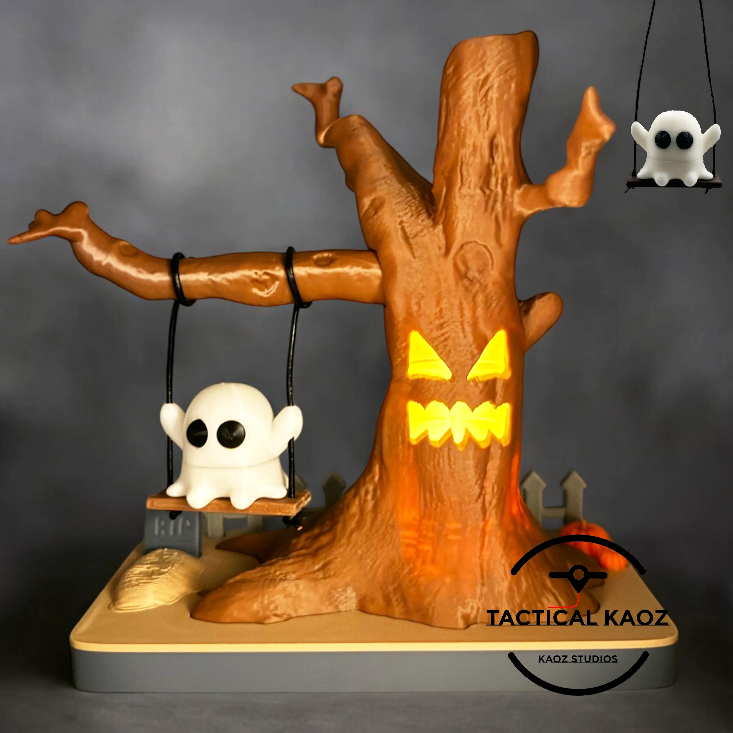 ghost, swing, tree, Halloween, scary, decor, haunting, tea l