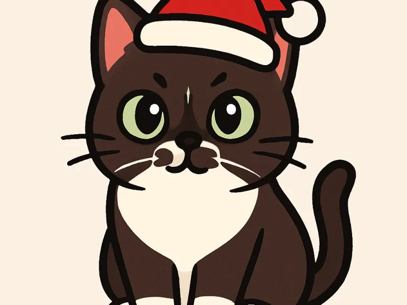 Christmas Tuxedo Cat Keyring