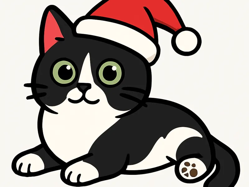 Festive Tuxedo Cat Pin