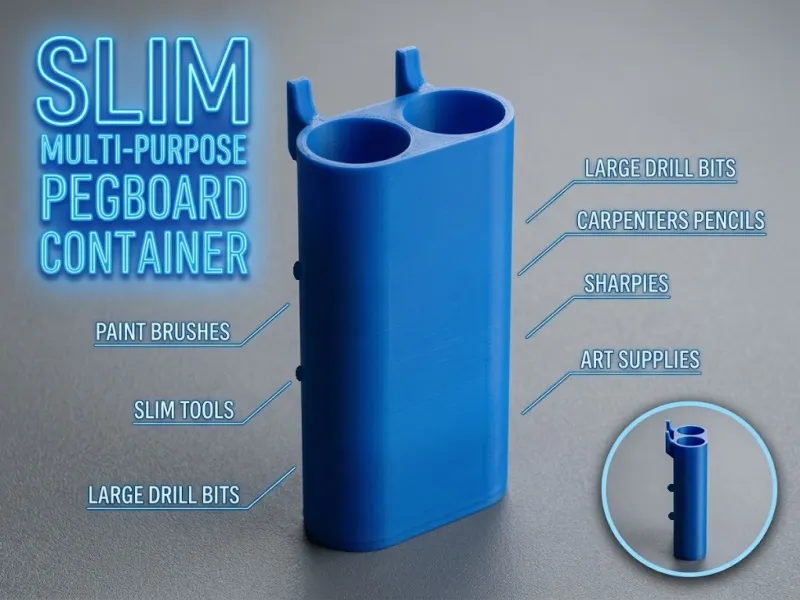 Contenitore Slim Multiuso per Pannello Forato - Doppia Scanalatura