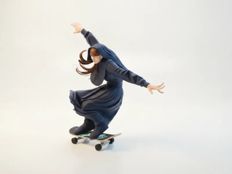 Skating Nun Figurine Female Character 3D Printable