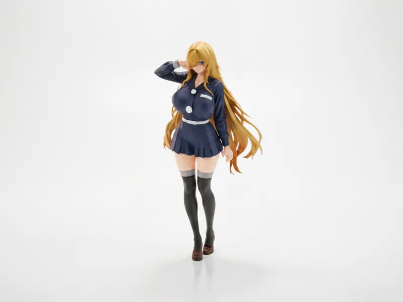 Anime Schoolgirl Figurine Female Character 3D Printable