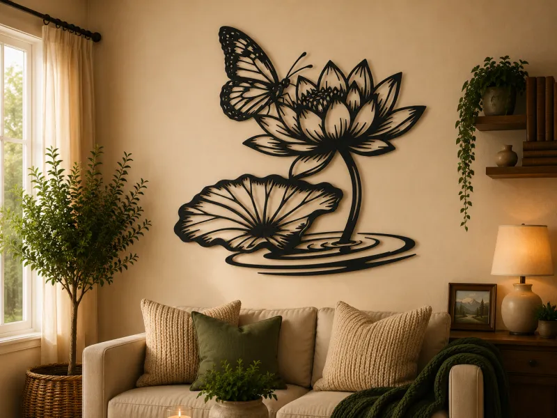 Butterfly Lotus Flower 2D Wall Art