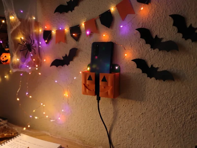 Support de téléphone - Citrouille d'Halloween (Sans CFS requis)