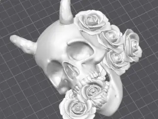 Calavera diablo con rosas