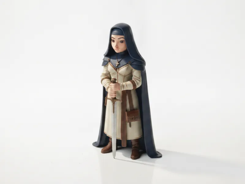 Warrior Nun Figurine Fantasy Female Character 3D Printable