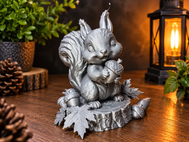 Adorable écureuil avec gland – Décoration de forêt d'automne