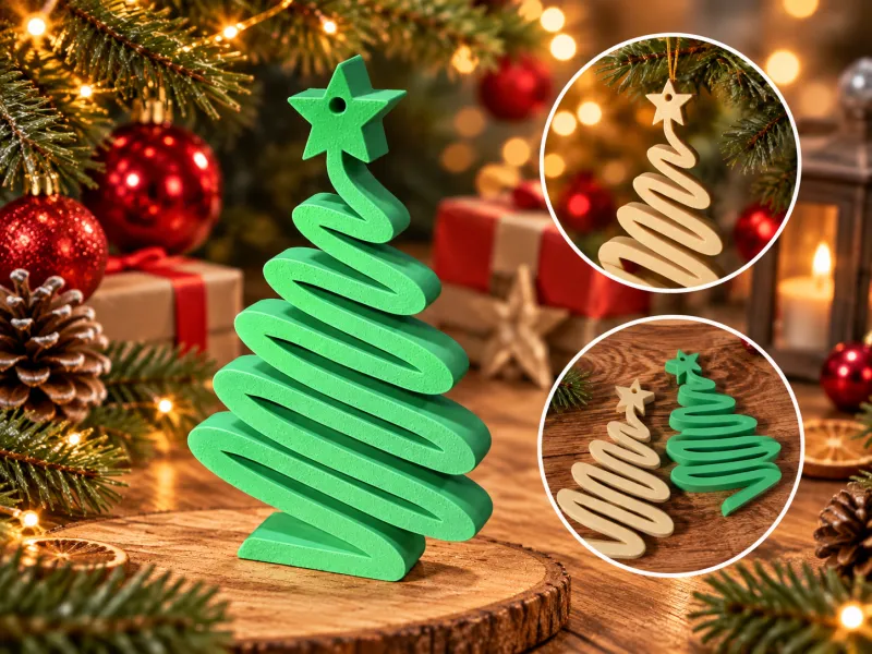 スパイラルクリスマスツリー - スタンド＆吊り下げオーナメント