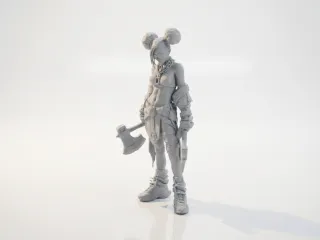 Fantasy Warrior Figurine Double Axe 3D Printable