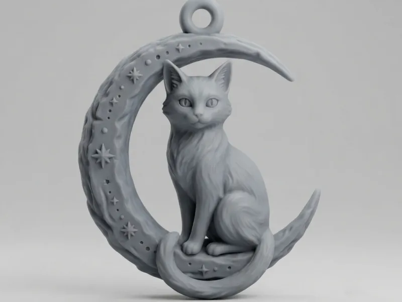 Key Chain design Cat and Moon