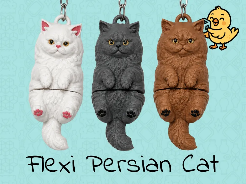 Cute Persian Cat Keychain – Articulated Flexi Kitten Toy