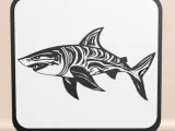 Shark Line Art Decor – 3D Printable Table Decoration-0