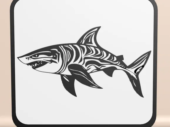Shark Line Art Dekor – 3D-druckbare Tischdekoration