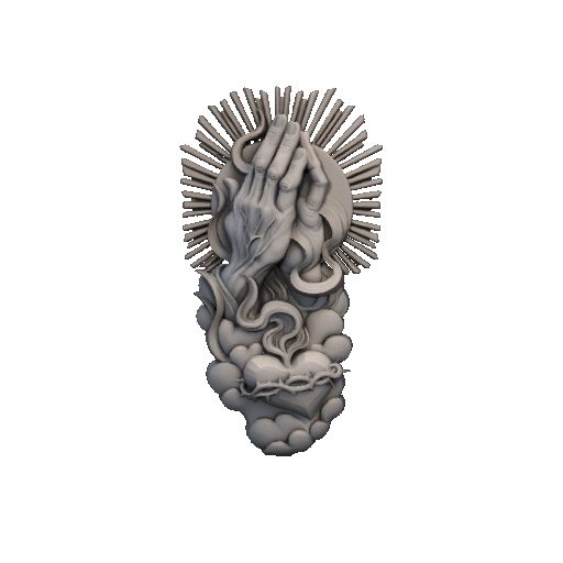 Hands praying, Sacred Heart. Ornament.