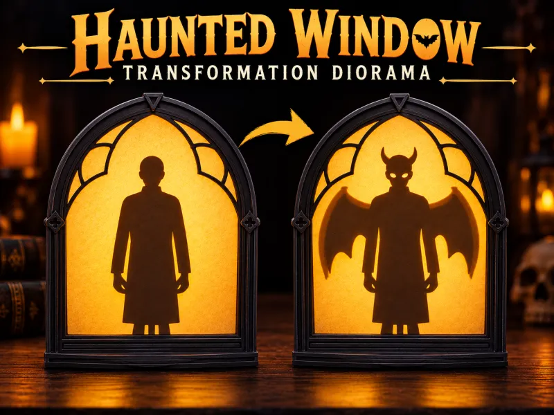 Fereastra Bântuită – Dioramă Transformabilă de Halloween