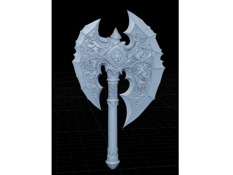 Ornate Dark Fantasy Dual Bladed Battle Axe