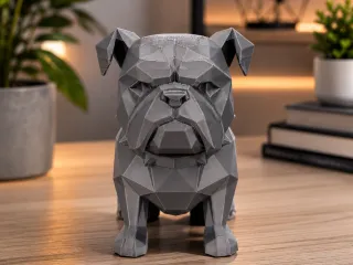 Low Poly Bulldog – Modern Geometric Dog Sculpture