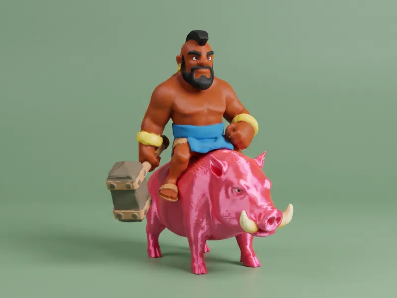 Clash of Clans Hog Rider Figurine (Removeable)