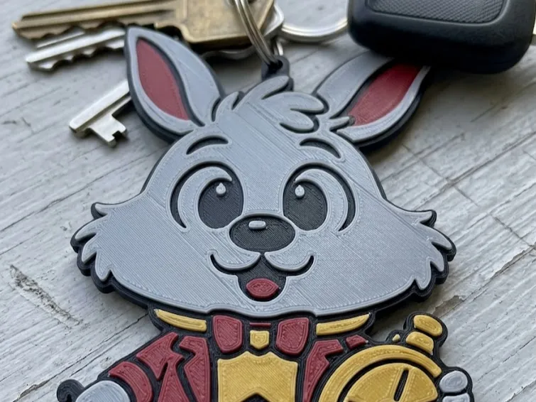 Chaveiro de Coelho Fofo com Relógio de Bolso