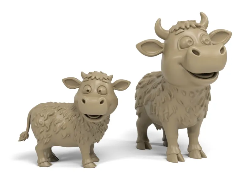 Cow and Calf Cartoon