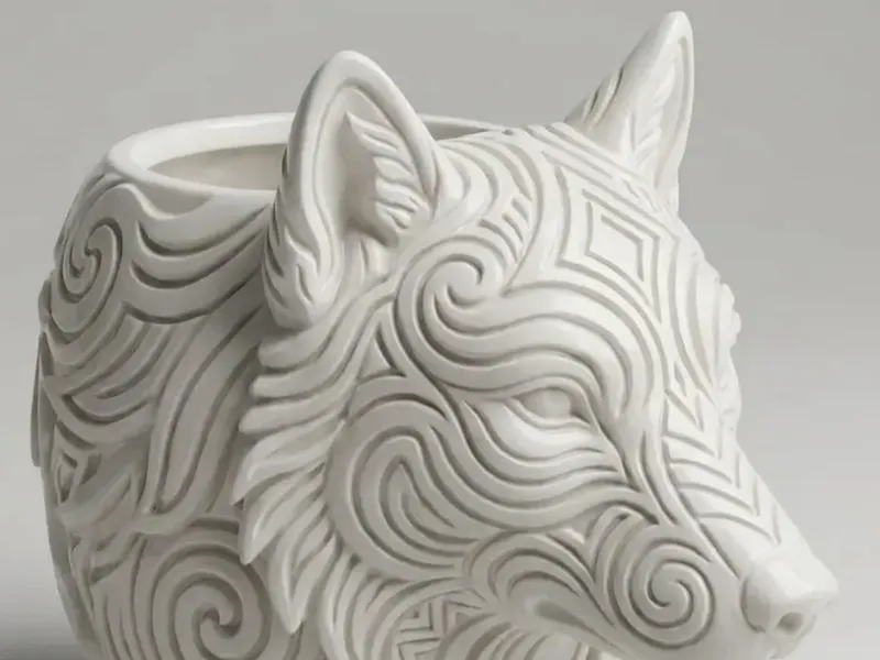 Wolf - Kopf, Hexa Design - Behälter - Blumentopf