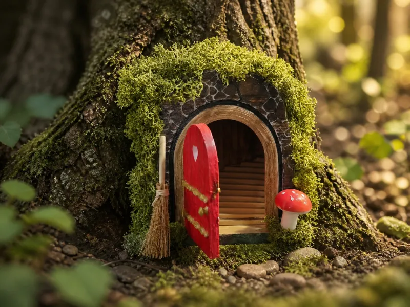 Fairy Door with Steps - Magical Garden Decoration
