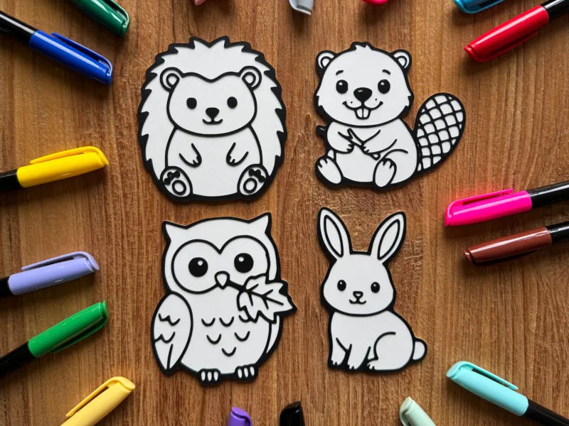 Kids Coloring Plates - Forest Friends V2