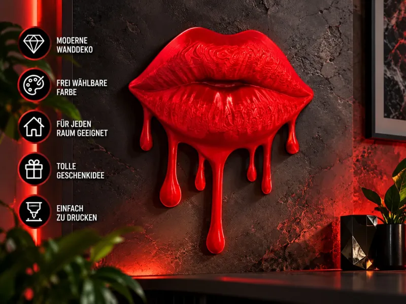 Dripping Lips – Tropfende Lippen | Moderne Wanddeko