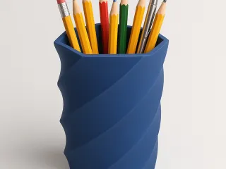 Geometric Spiral Pencil Holder
