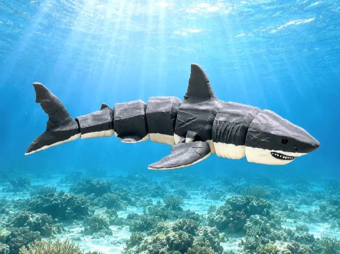 megalodon shark prehistoric dinosaur flexi print in place