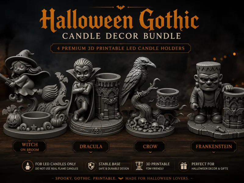 Halloween Gothic Candle Holders STL