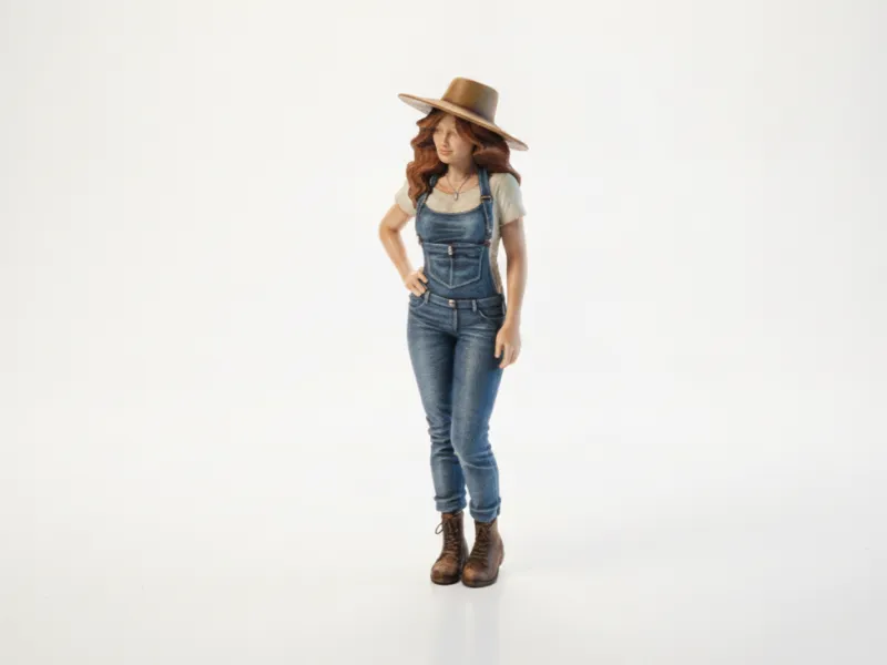 Statuetta Ragazza Contadina Personaggio Femminile Stampabile in 3D