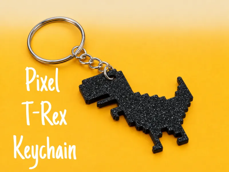Pixel T-Rex Keychain