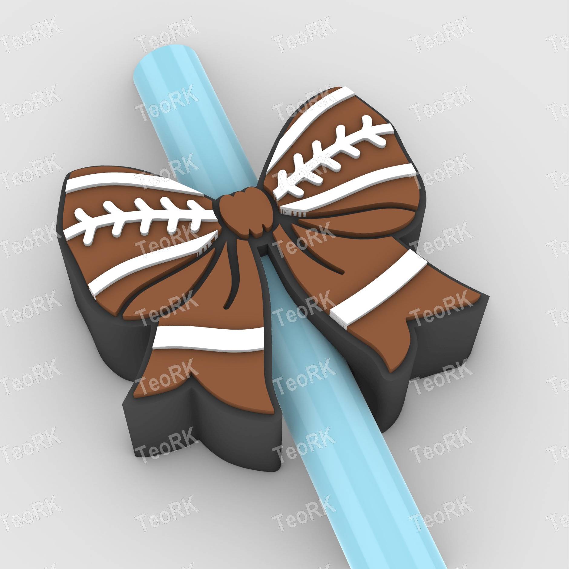 Straw Topper Football Bow 2