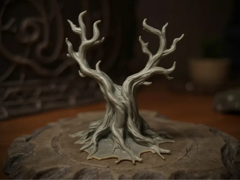Albero contorto morto - elementi di terreno sparsi