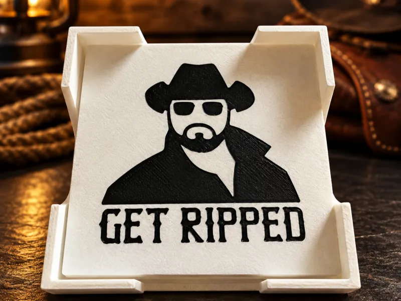 conjunto de porta-copos quadrados get ripped em pedra amarela com suporte